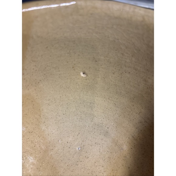 Antique Yellow Ware Mixing Bowl 7 3/4" Stoneware 4 White Slip Bands Primitive - Picture 8 of 8